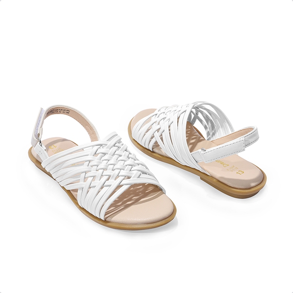 Girls' Ankle-Strap Strappy Flat Sandals - WHITE - 3