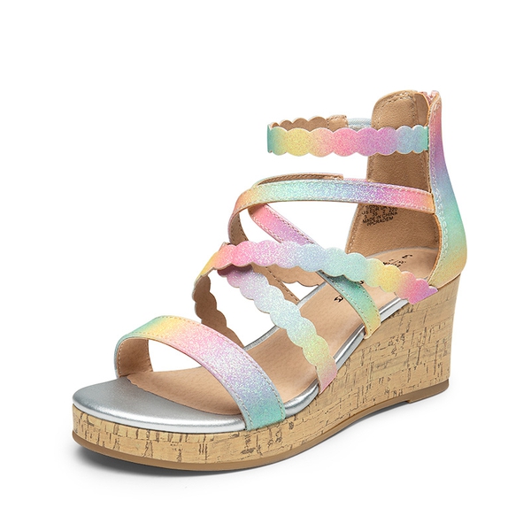 Girls' Strappy Wedge Sandals - RAINBOW -  0