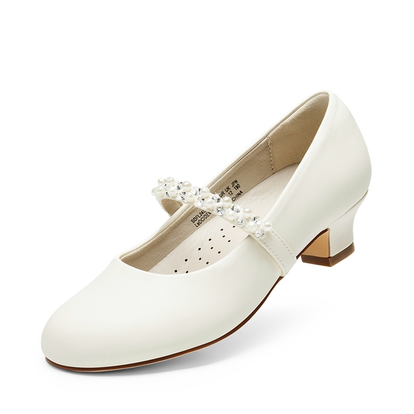 Girls' Rhinestone Mary Jane Low Heels - IVORY PU -  0