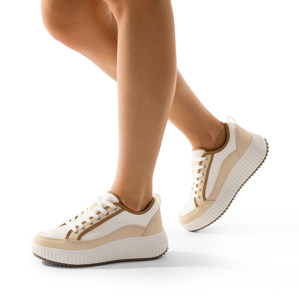 SKY Comfortable Platform Fashion Sneakers---change - BROWN/WHITE-PU - 1