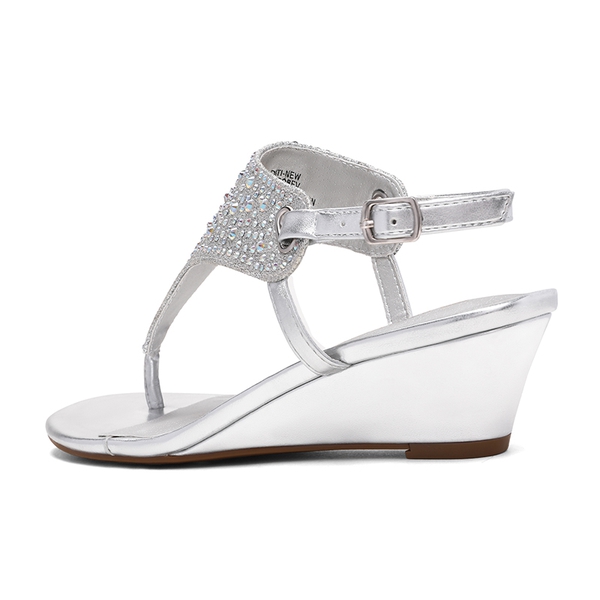 Low Wedge Dress Sandals - SILVER - 2