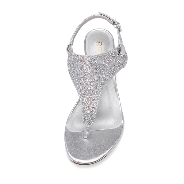 Low Wedge Dress Sandals - SILVER - 3
