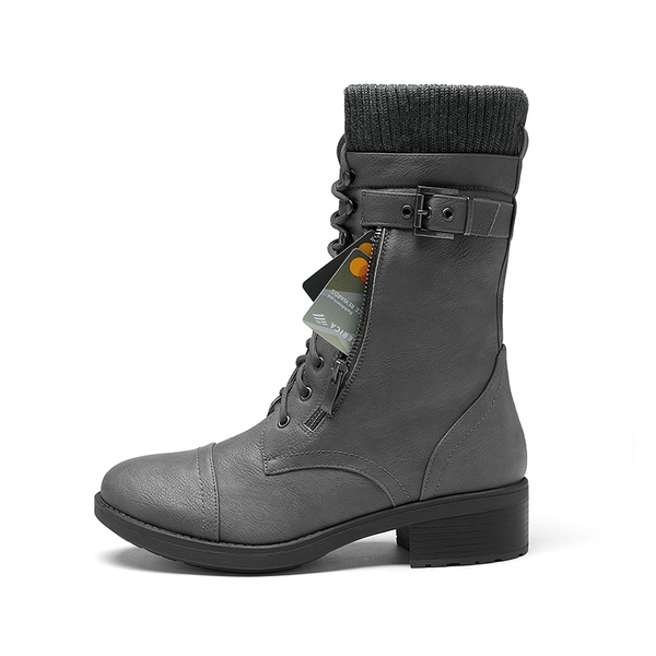 Winter Mid Calf Riding Boots - GREY - 1