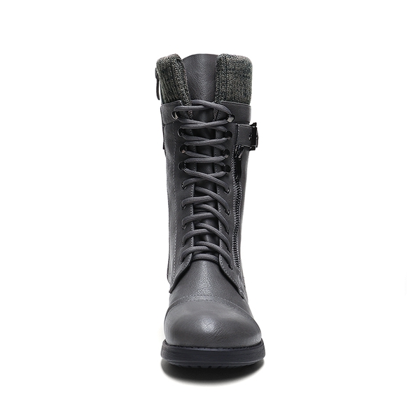 Winter Mid Calf Riding Boots - GREY - 3
