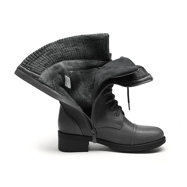 Winter Mid Calf Riding Boots - GREY - 4