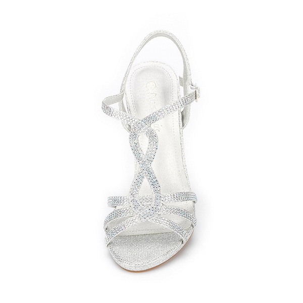 Mid Heel Strappy Open Toe Sandals - SILVER - 3