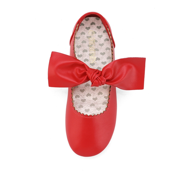 Girl's Mary Jane Bow Ballerina Flats - RED - 2