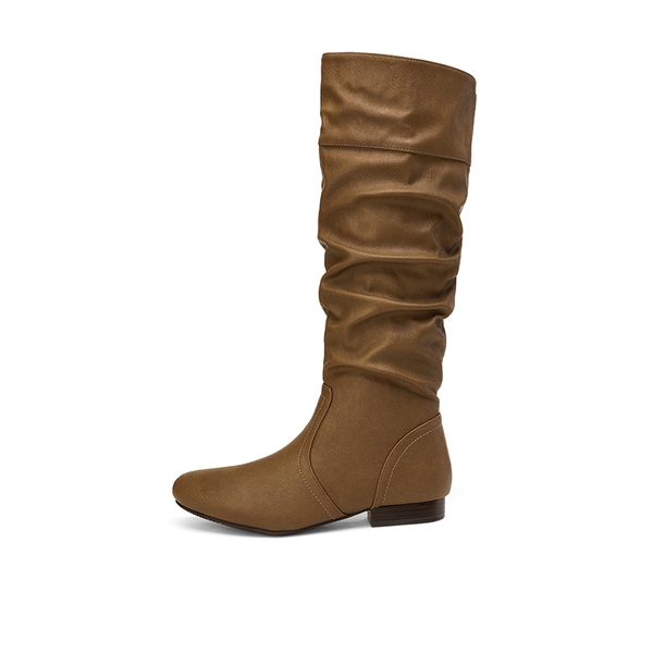 Wide Calf Knee High Winter Boots - CAMEL - 1