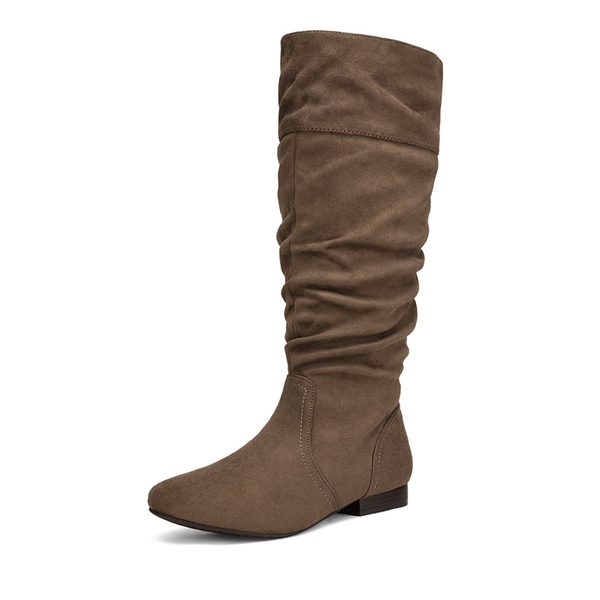 Winter Wide Calf Pull On Knee High Boots - TAUPE -  0
