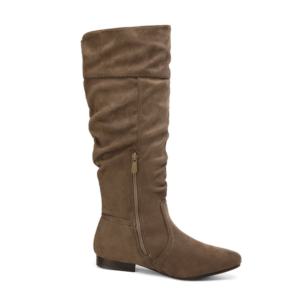 Winter Wide Calf Pull On Knee High Boots - TAUPE - 4