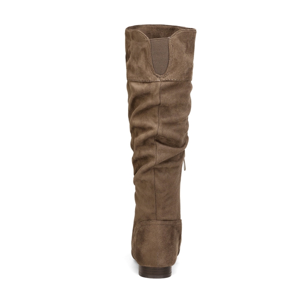 Winter Wide Calf Pull On Knee High Boots - TAUPE - 5