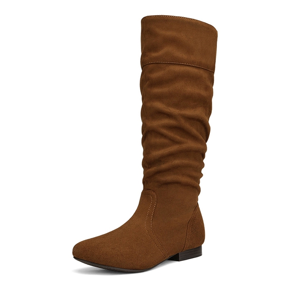 Faux Fur Knee High Boots - TAN -  0