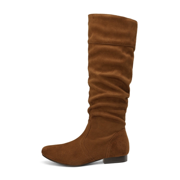 Faux Fur Knee High Boots - TAN - 1