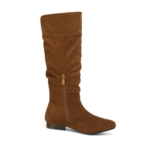 Faux Fur Knee High Boots - TAN - 2