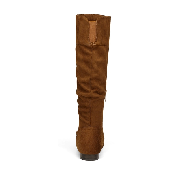 Faux Fur Knee High Boots - TAN - 3