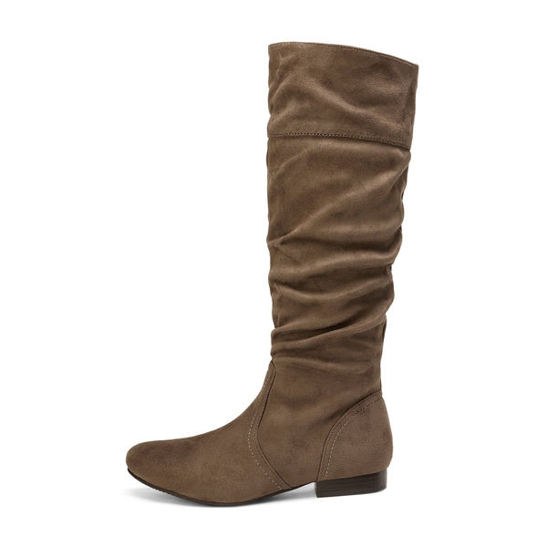 Faux Fur Knee High Boots - TAUPE - 1