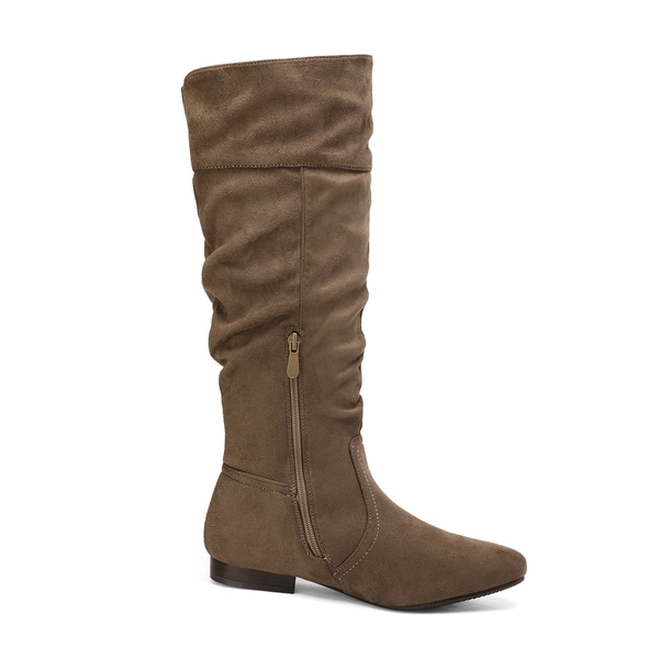 Faux Fur Knee High Boots - TAUPE - 2
