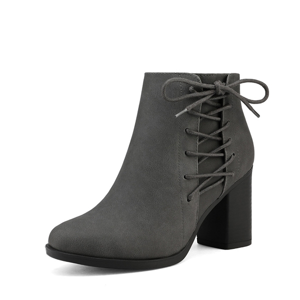 Chicago Chunky Heel Ankle Booties - GREY -  0