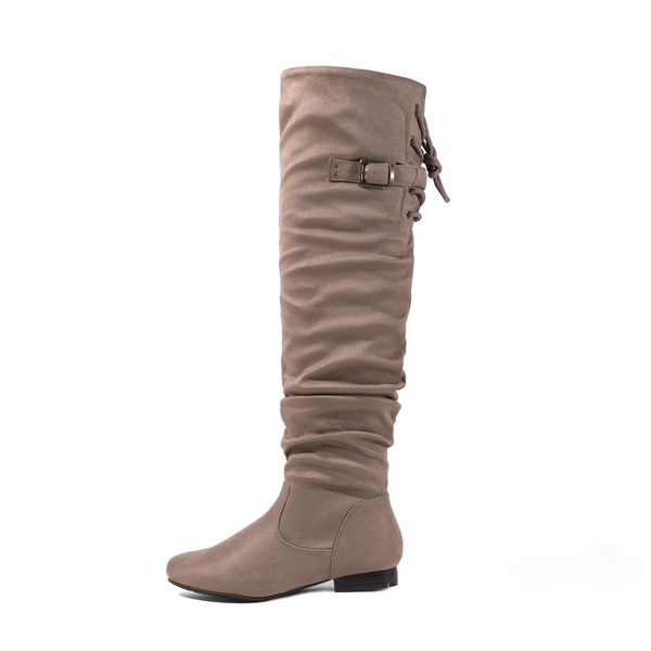 Winter Over The Knee Suede Boots - KHAKI - 3