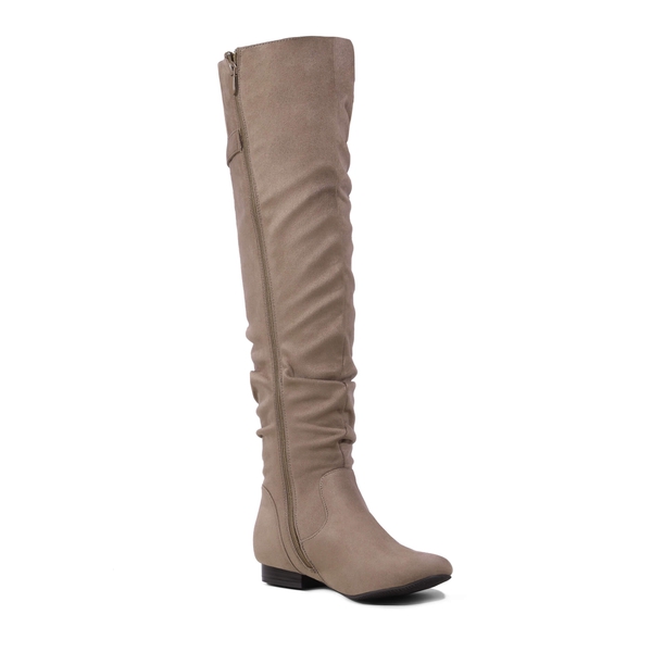 Winter Over The Knee Suede Boots - KHAKI - 4