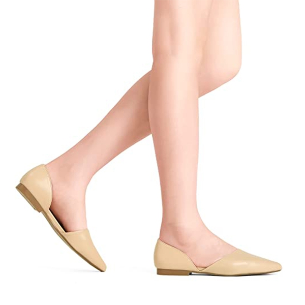 Pointed-Toe Slip on Flats - NUDE - 1