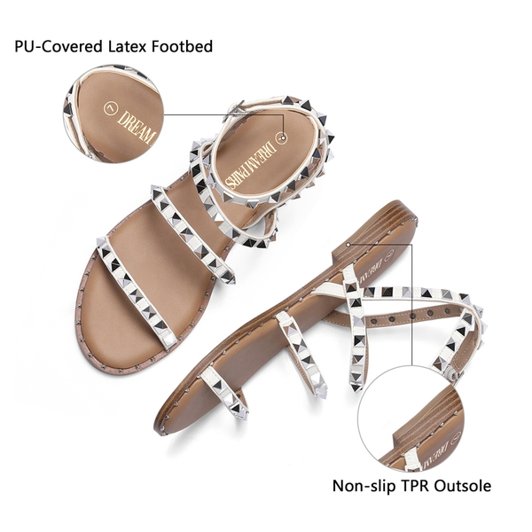 Clear Flat Gladiator Sandals - WHITE - 3