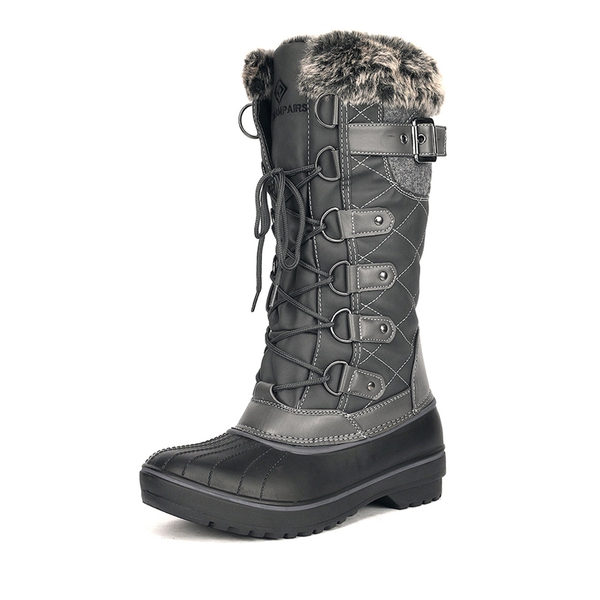 Faux Fur Lined Winter Boots - GREY -  0