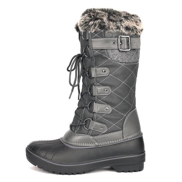 Faux Fur Lined Winter Boots - GREY - 3