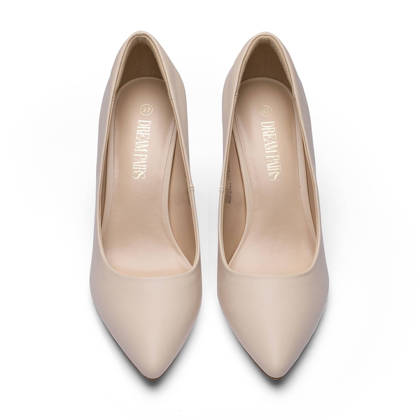 Pointed Toe High Heel Pumps - NUDE - 3