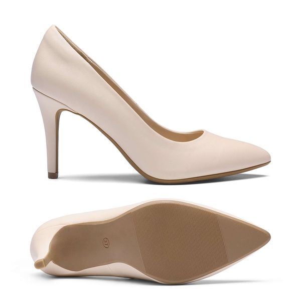 Pointed Toe High Heel Pumps - NUDE - 4