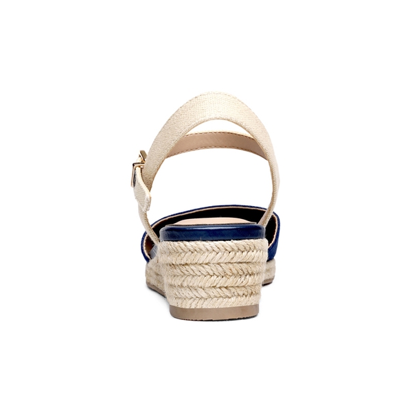 Ankle Strap Closed-Toe Espadrille Wedges - NAVY - 3