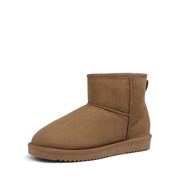Faux Fur Ankle Snow Boots - CAMEL -  0