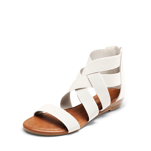 Ankle Strap Elastic Sandals - WHITE -  0