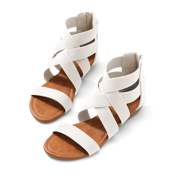 Ankle Strap Elastic Sandals - WHITE - 2