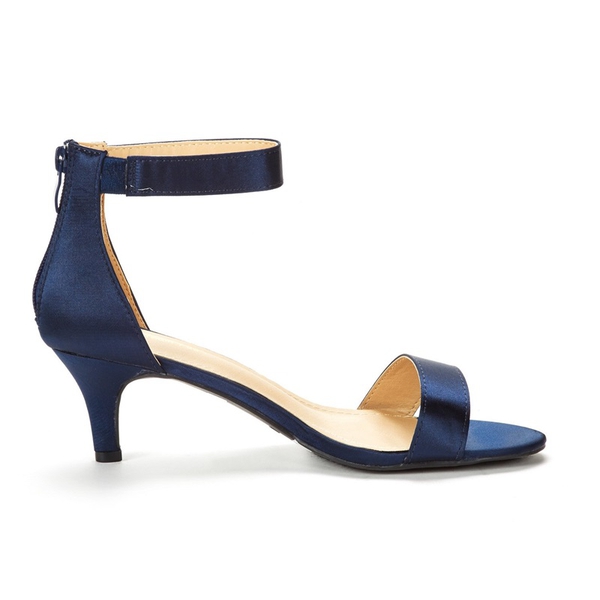 Open Toe Kitten Heel Sandals - NAVY - 2