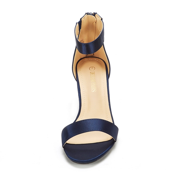 Open Toe Kitten Heel Sandals - NAVY - 3