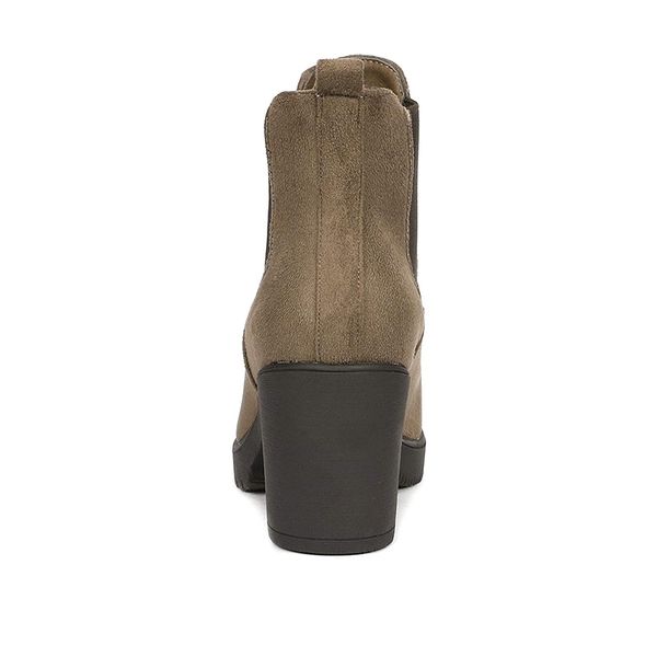 Chunky High Heel Chelsea Ankle Boots - KHAKI - 3