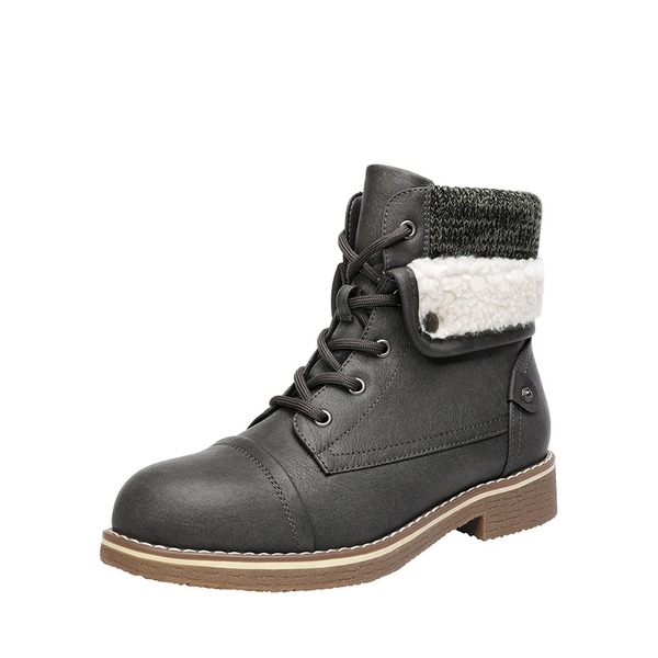 Low Heel Lace Up Ankle Boots - GREY -  0