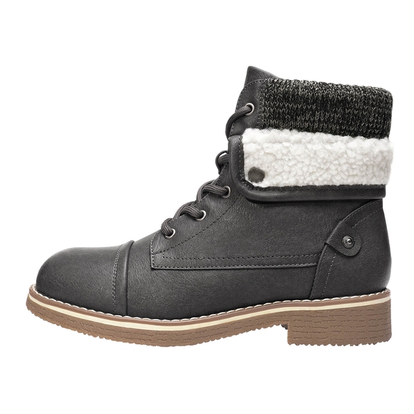 Low Heel Lace Up Ankle Boots - GREY - 1