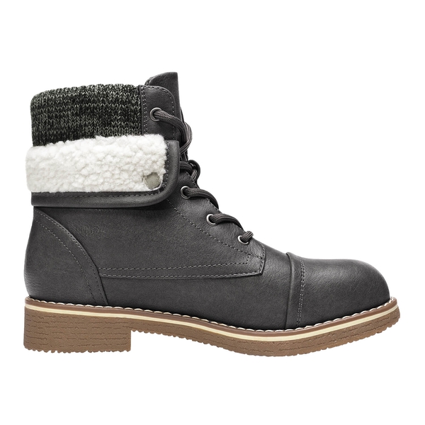 Low Heel Lace Up Ankle Boots - GREY - 2