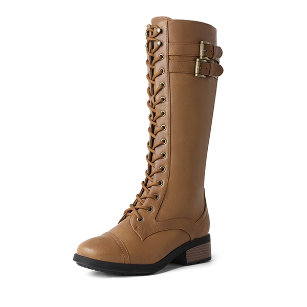 Faux Fur Lining Knee High Riding Boots - CAMEL -  0