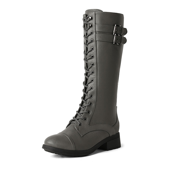 Faux Fur Lining Knee High Riding Boots - GREY -  0