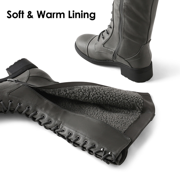 Faux Fur Lining Knee High Riding Boots - GREY - 2