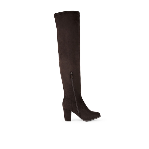 Block Heel Over The Knee Boots - BROWN - 1