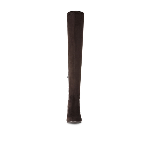 Block Heel Over The Knee Boots - BROWN - 2