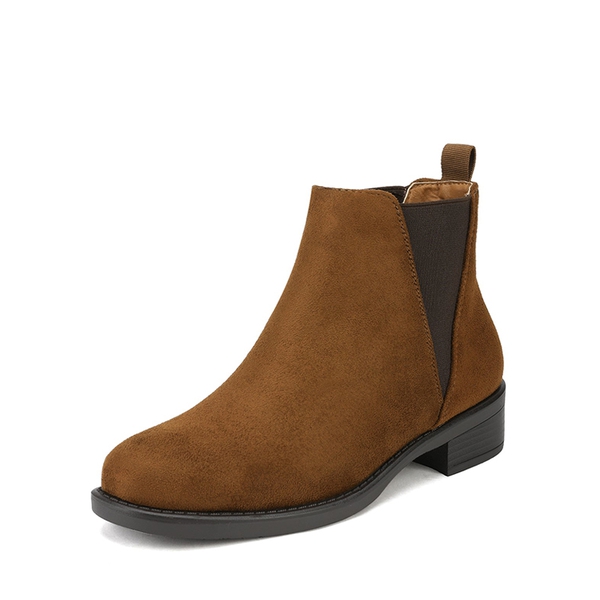 Chunky Low Heel Ankle Booties - CAMEL -  0