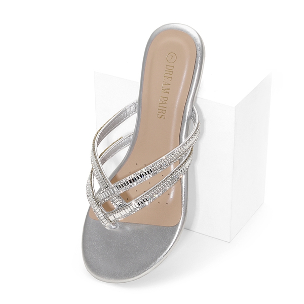 Rhinestone Flip-Flop Sandals - SILVER - 2