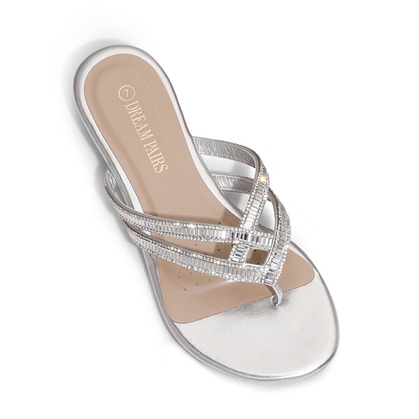 Rhinestone Flip-Flop Sandals - SILVER - 3