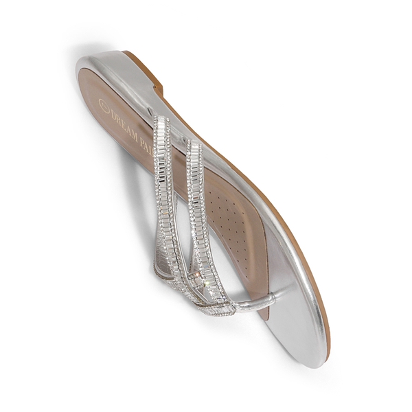 Rhinestone Flip-Flop Sandals - SILVER - 4