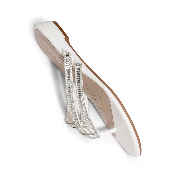 Rhinestone Flip-Flop Sandals - WHITE - 4